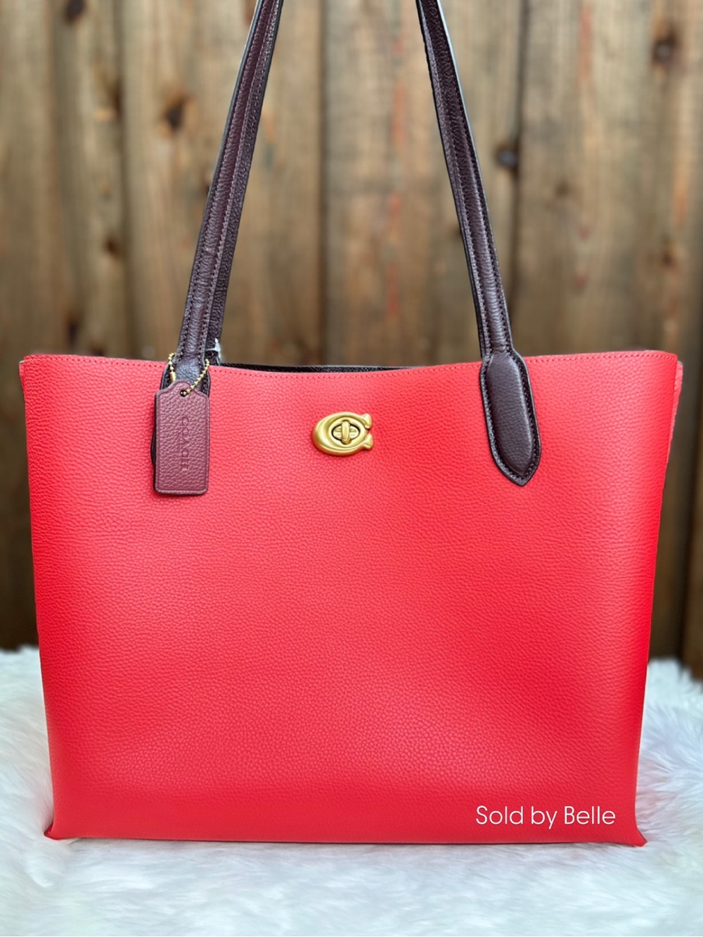 NWT Coach Willow Tote Sport Red Colorblock Purse